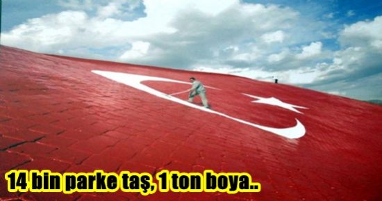 14 BİN PARKE TAŞ, 1 TON BOYA…