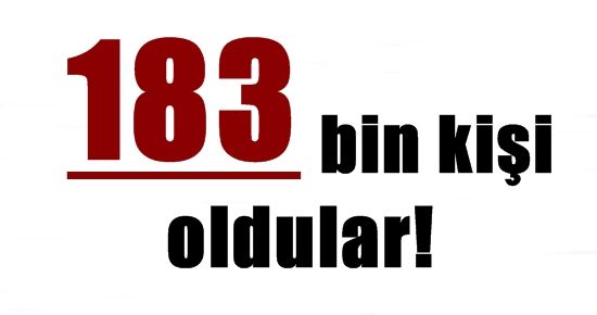 183 BİN KİŞİ OLDULAR!