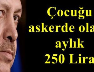 ÇOCUĞU ASKERDE OLANA 250 LİRA!