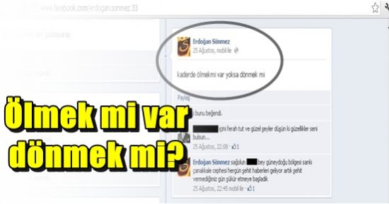 FACEBOOK’TAKİ MESAJLARI YÜREK BURKTU