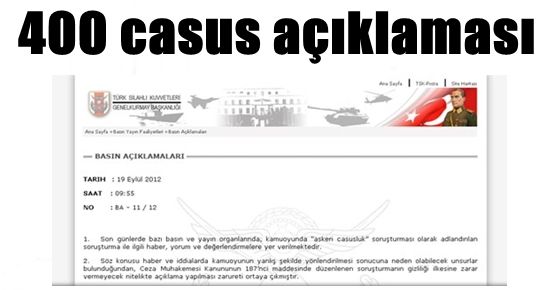 GENELKURMAY’DAN ‘CASUS’ AÇIKLAMASI