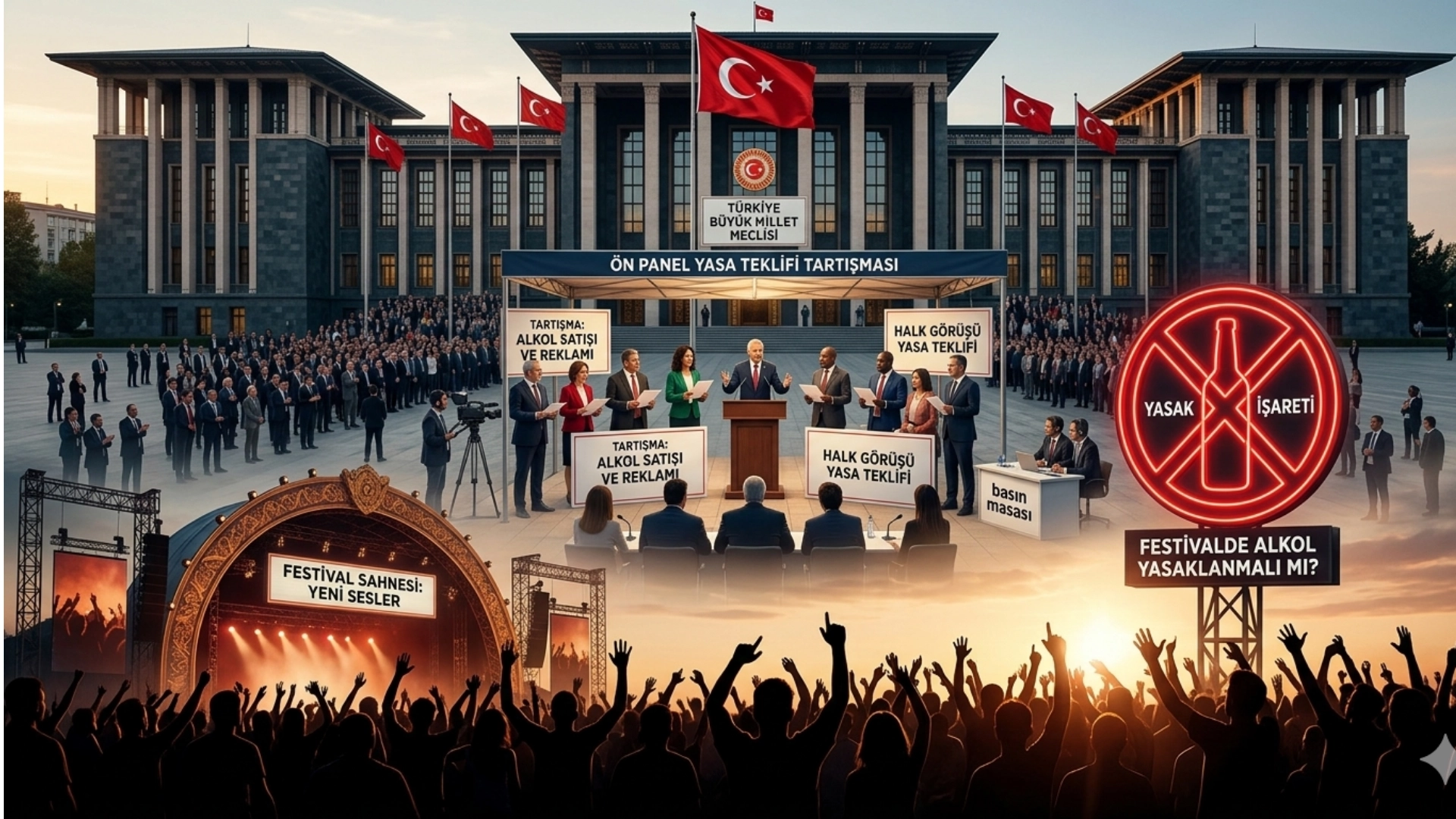 AKP’nin içki reklamı ve festival sponsorluklarını sınırlayan yasa teklifini gösteren temsili görsel