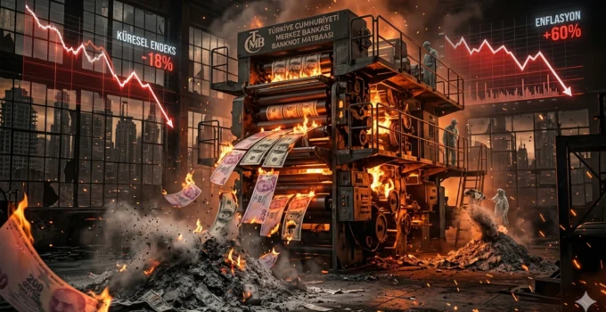 Karşılıksız para basımı ve enflasyonun ekonomik etkilerini simgeleyen görsel