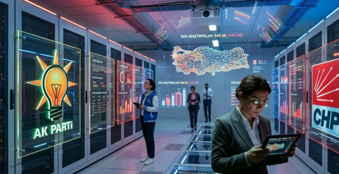 AK Parti oy kaybı tartışmaları ve son seçim anketleri grafikli siyasi görsel