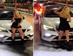 Sakarya’da trafik magandası fenomenin “Bedel” şovu!